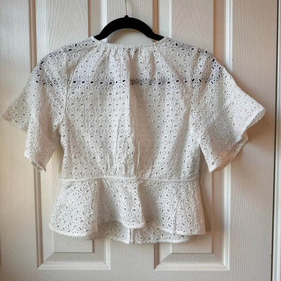 NWT Madewell Tie-Front Top in Eyelet Soft white XXS - Picture 6 of 14